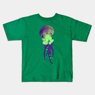 Trippy dotted Jellyfish - Purple/Green Kids T-Shirt